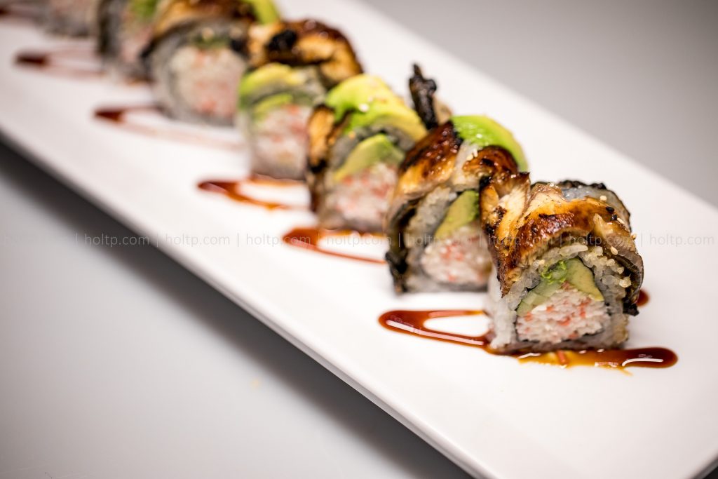 Avocado Eel Sushi Roll Photography