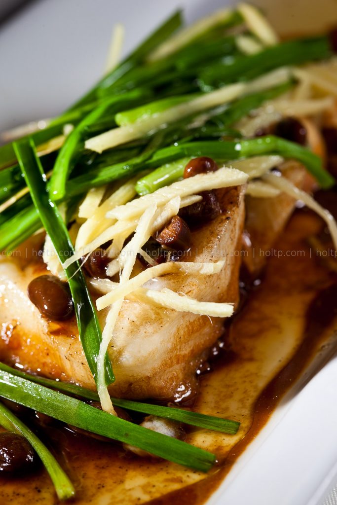 Steamed Chilean Sea Bass with Ginger and Green Onion Black Bean